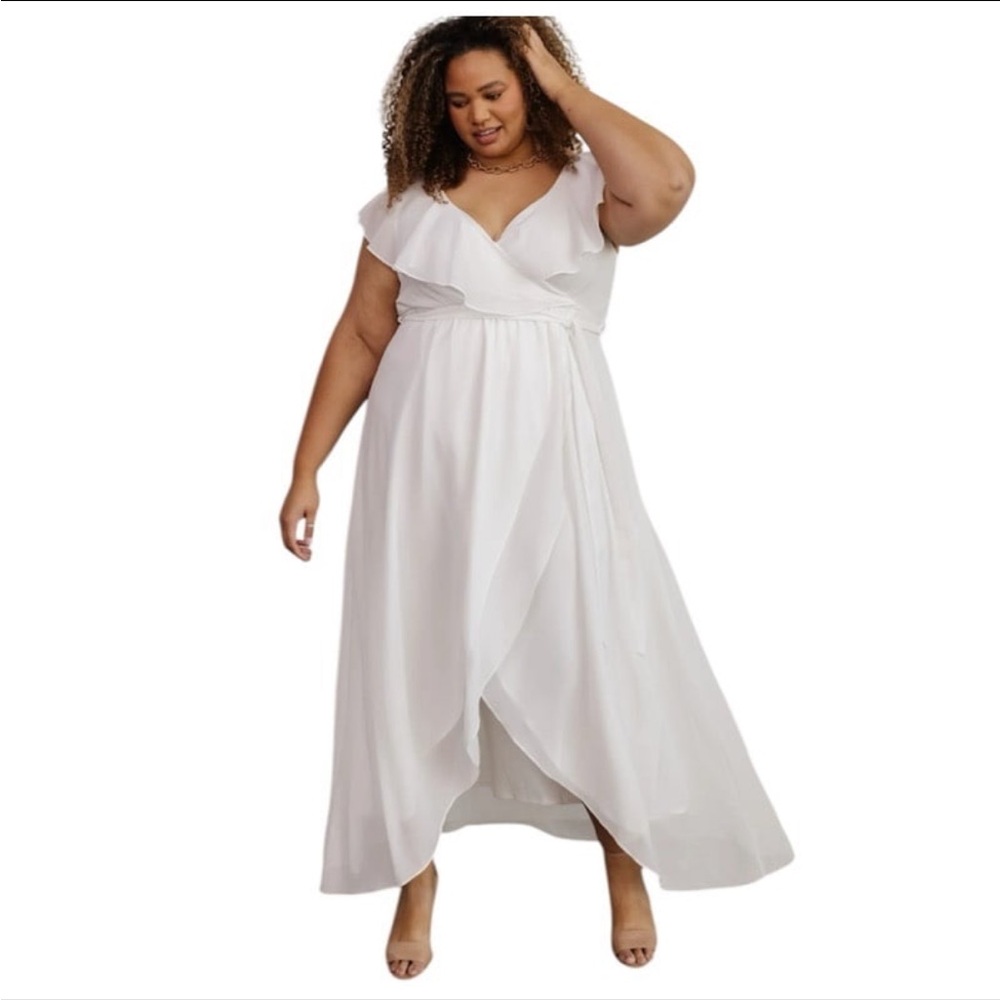 Fashion Nova Dress Whitney Ivory Ruffle Wrap Plus Size Dress NEW WITH TAGS 2X